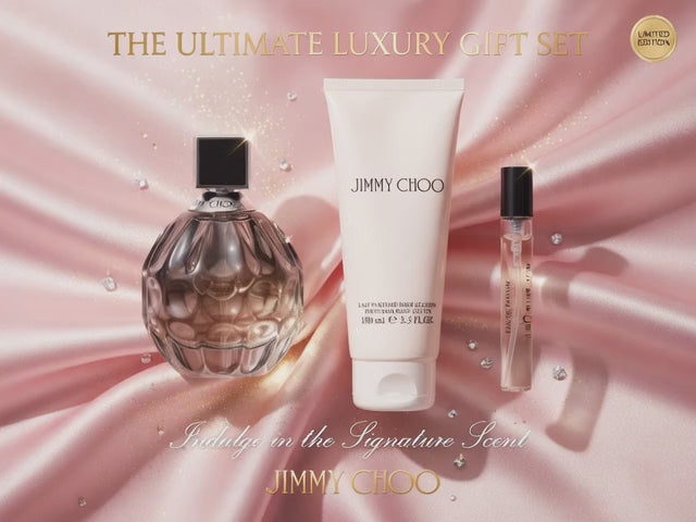 Jimmy Choo Luxury Perfume Gift Set – Eau de Parfum, Body Lotion & Travel Spray (Limited Edition)